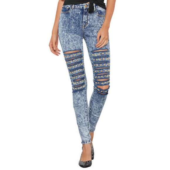 📦 REDUCED! Gold Studded Denim Jeans - Picture 4 of 5